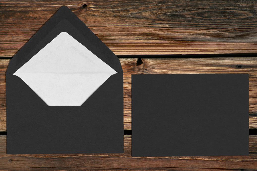 Briefhüllen mit Seidenfutter C7 81x114 mm Nassklebend Schwarz gerippt 100 g/qm